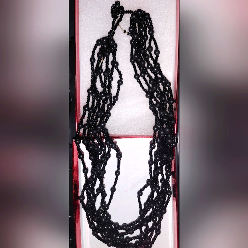Multi strand black  beaded necklace